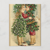 ビクトリアンクリスマスキスレトロヴィンテージホリデイ シーズンポストカード (正面)