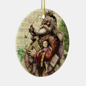 ビクトリアンクリスマスサンタクロース絵画アートワーク セラミックオーナメント (右)