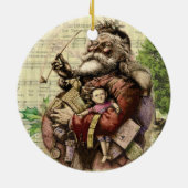 ビクトリアンクリスマスサンタクロース絵画アートワーク セラミックオーナメント (裏面)