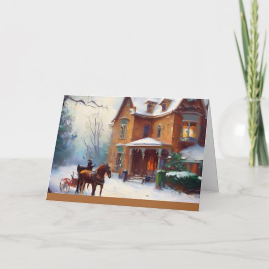 ビクトリアンクリスマスシーンホリデーカード 招待状 (正面)