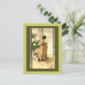 ビクトリアンクリスマスツリーと小さな女の子カード シーズンポストカード (スタンド正面)