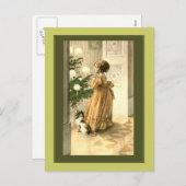 ビクトリアンクリスマスツリーと小さな女の子カード シーズンポストカード (正面/裏面)