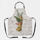 ビクトリアンクリスマスツリーエンジェルアンティークミュージックシート エプロン (正面)
