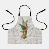 ビクトリアンクリスマスツリーエンジェルアンティークミュージックシート エプロン (正面)