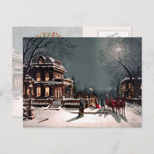 ビクトリアンクリスマスパーティーヴィンテージはがき シーズンポストカード (正面/裏面)
