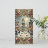ビクトリアンクリスマスビレッジフラットホリデーカード シーズンカード (スタンド正面)