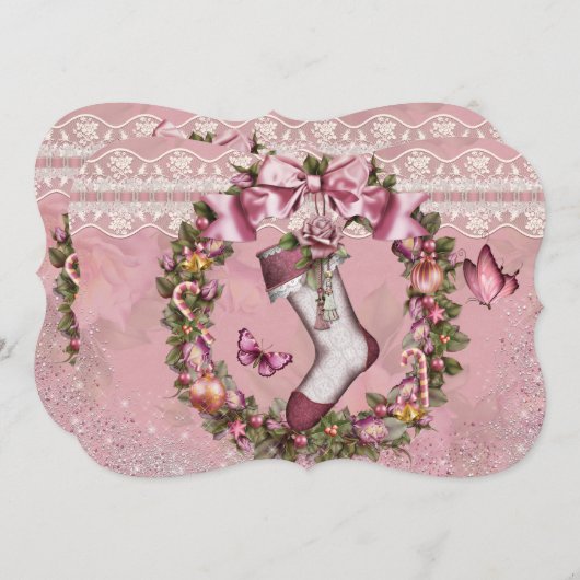 ビクトリアンクリスマスホリデーパーティー招待状 招待状 (正面/裏面)