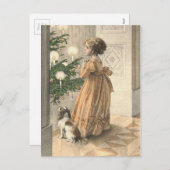 ビクトリアンクリスマスレトロヴィンテージ休日 シーズンポストカード (正面/裏面)