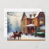 ビクトリアンクリスマス写真招待状はがき インビテーションポストカード (正面/裏面)