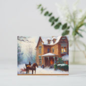 ビクトリアンクリスマス写真招待状はがき インビテーションポストカード (スタンド正面)