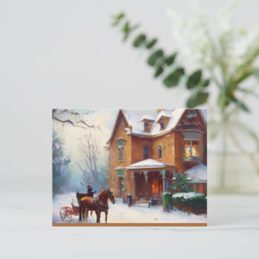 ビクトリアンクリスマス写真招待状はがき インビテーションポストカード (スタンド正面)