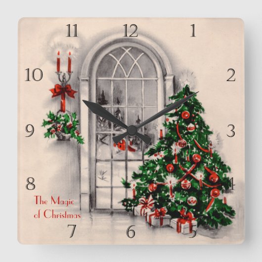 ビクトリアンクリスマス時計 スクエア壁時計 (正面)