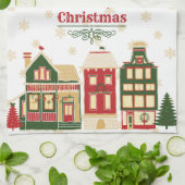 ビクトリアンクリスマス村の雪 キッチンタオル (折り畳み)