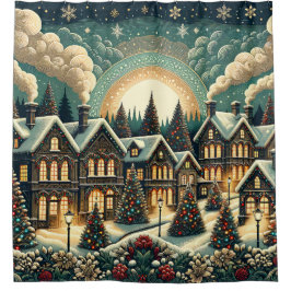 「ビクトリアンクリスマス村」 シャワーカーテン