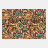 ビクトリアンクリスマス紙オーナメントコラージュ ラッピングペーパーシート (正面3)