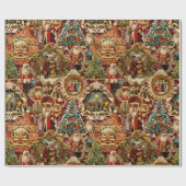 ビクトリアンクリスマス紙オーナメントコラージュ ラッピングペーパー (フラット)