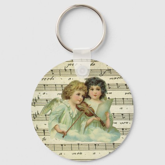 ビクトリアンクリスマス・エンジェルスのバイオリンと楽譜 キーホルダー (正面)