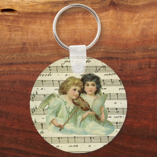 ビクトリアンクリスマス・エンジェルスのバイオリンと楽譜 キーホルダー (正面)