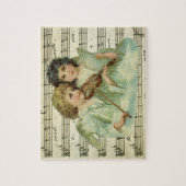 ビクトリアンクリスマス・エンジェルスのバイオリンと楽譜 ジグソーパズル (縦)