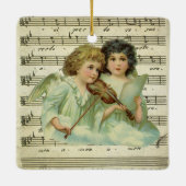 ビクトリアンクリスマス・エンジェルスのバイオリンと楽譜 セラミックオーナメント (裏面)