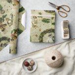 ビクトリアンクリスマス トリオII ラッピングペーパー<br><div class="desc">天使、サンタ、グリーンがアンティークの背景に施されたビクトリア時代のスクラップ画像</div>