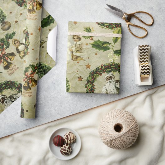 ビクトリアンクリスマス トリオII ラッピングペーパー (クラフト)