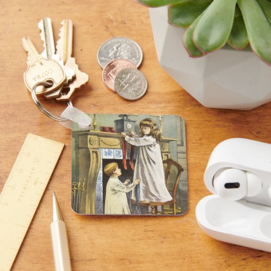 ビクトリアンクリスマス、子どもクリスマスストッキング キーホルダー (デスク)