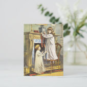 ビクトリアンクリスマス、子どもクリスマスストッキング シーズンポストカード (スタンド正面)