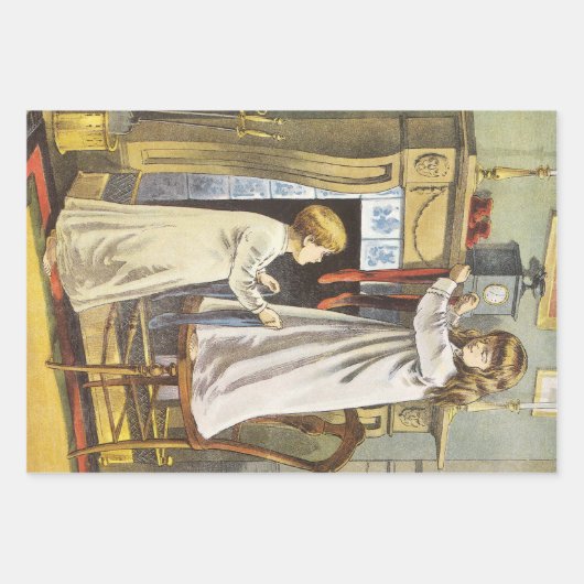 ビクトリアンクリスマス、子どもクリスマスストッキング ラッピングペーパーシート (正面3)