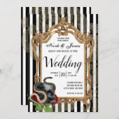 ビクトリアンゴシッストライプク結婚 招待状 (正面/裏面)