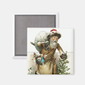 ビクトリアンサンタクロースのヴィンテージ・マグネット 荷物を抱えて マグネット (正面/裏面)