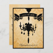 ビクトリアンシャンデリア・ブラック&クリーム日付を保存 案内ポストカード (正面/裏面)