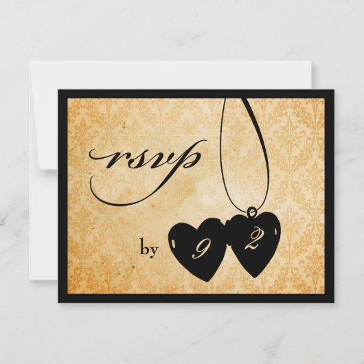 ビクトリアンシャンデリア・ブラック&クリームRSVP 出欠カード (正面)