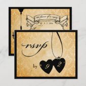 ビクトリアンシャンデリア・ブラック&クリームRSVP 出欠カード (正面/裏面)