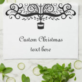 ビクトリアンスクロールのヴィンテージクリスマスツリー装飾 キッチンタオル (折り畳み)