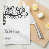 ビクトリアンスクロールのヴィンテージクリスマスツリー装飾 キッチンタオル (四つ折り)