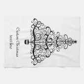 ビクトリアンスクロールのヴィンテージクリスマスツリー装飾 キッチンタオル (横)