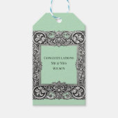 ビクトリアンスクロールフレーム – エレガントなセージグリーン ギフトタグ (正面)