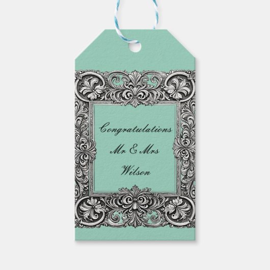 ビクトリアンスクロールフレーム – エレガント ギフトタグ (正面)