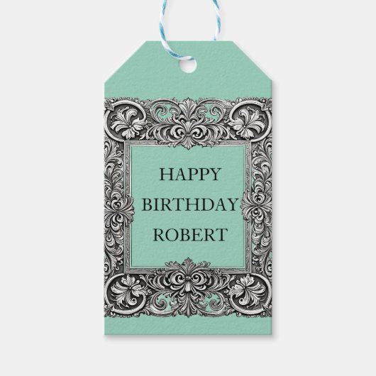 ビクトリアンスクロールフレーム – エレガント ギフトタグ (正面)