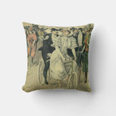 ビクトリアンスタイルのウェディング ブライドとグルーム 新婚夫婦の自転車 クッション (正面)