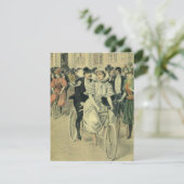 ビクトリアンスタイルのウェディング ブライドとグルーム 新婚夫婦の自転車 招待状 (スタンド正面)