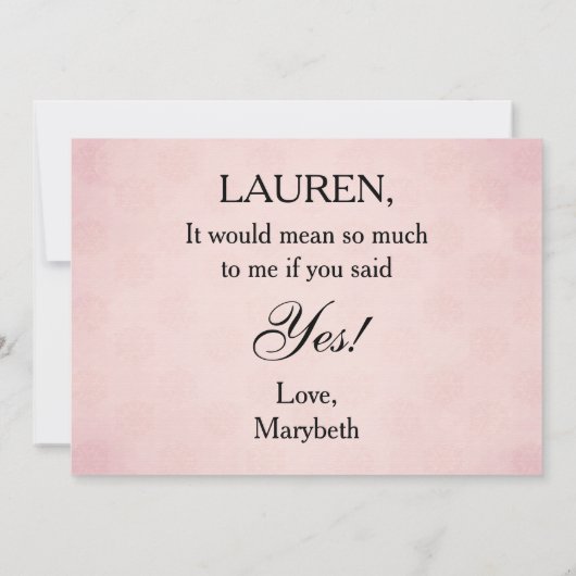 ビクトリアンスタイルのカメオ　あなたは私のフラワーガールになってくれる？ 招待状 (裏面)