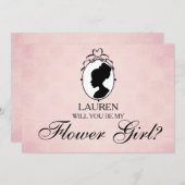ビクトリアンスタイルのカメオ　あなたは私のフラワーガールになってくれる？ 招待状 (正面/裏面)