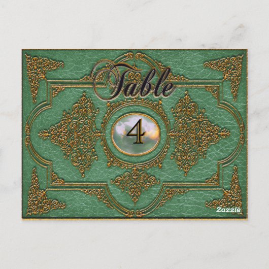 ビクトリアンスタイルのテーブルナンバーカード レンヴォワゼ・セージ ポストカード (裏面)