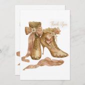 ビクトリアンスタイルのヒール靴のペア サンキューカード (正面/裏面)