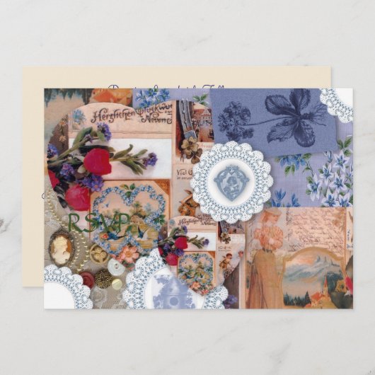 ビクトリアンスタイルの結婚式の招待返信 招待状 (正面/裏面)