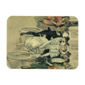 ビクトリアンスタイルの結婚式の花嫁と新郎の新婚自転車 マグネット (横)