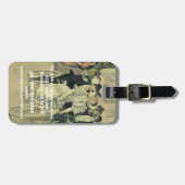 ビクトリアンスタイルの結婚式の花嫁と新郎 新婚夫婦のタンデム自転車 ラゲッジタグ (正面横)