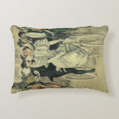 ビクトリアンスタイルの結婚式の花嫁と新郎 新婚夫婦の自転車 アクセントクッション (正面)